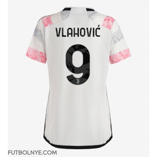 Camiseta Juventus Dusan Vlahovic #9 Visitante Equipación para mujer 2023-24 manga corta